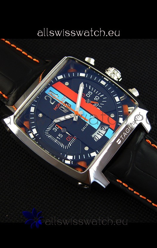 IMG_9081 Tag Heuer Monaco 24 Quartz in Red/Blue Stripes Dial Replica 7