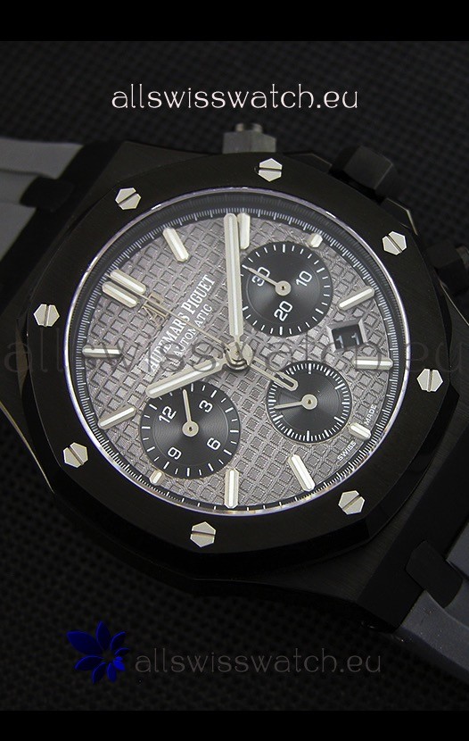 IMG_9081 Audemars Piguet Royal Oak Chronograph Slate Grey Dial Rubber Strap PVD Case Replica 8