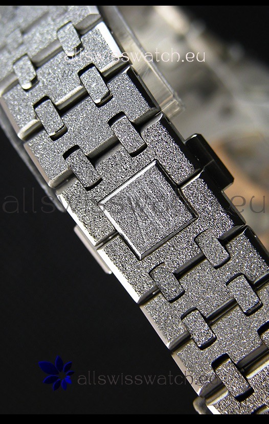 IMG_9081 Audemars Piguet Royal Oak Frosted Self-Winding White Gold Black Dial 1:1 Mirror Replica 8