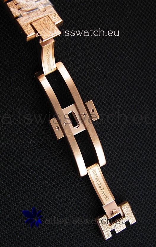 IMG_9081 Audemars Piguet Royal Oak Frosted Rose Gold QUARTZ Champange Dial 33MM - 1:1 Mirror Replica 8