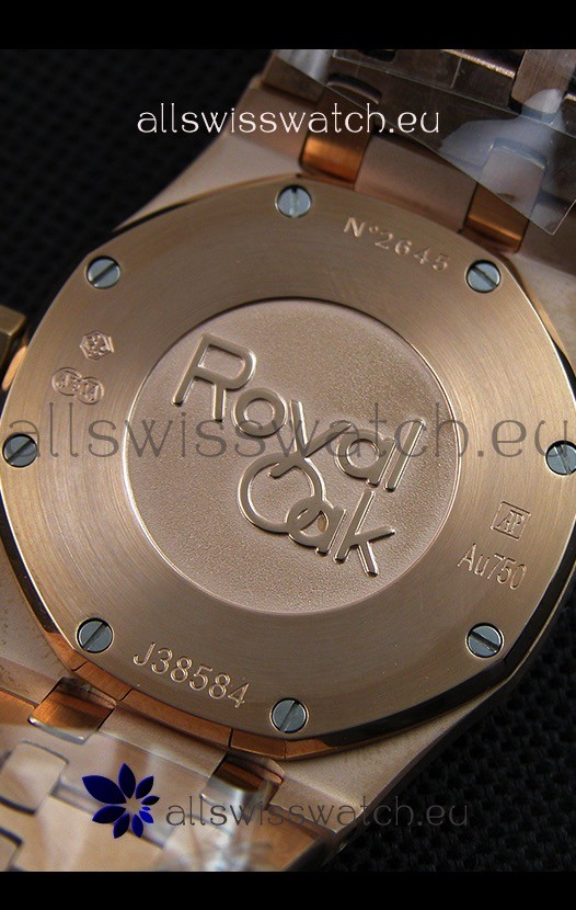 IMG_9081 Audemars Piguet Royal Oak Frosted Rose Gold QUARTZ Grey Dial 33MM - 1:1 Mirror Replica 8