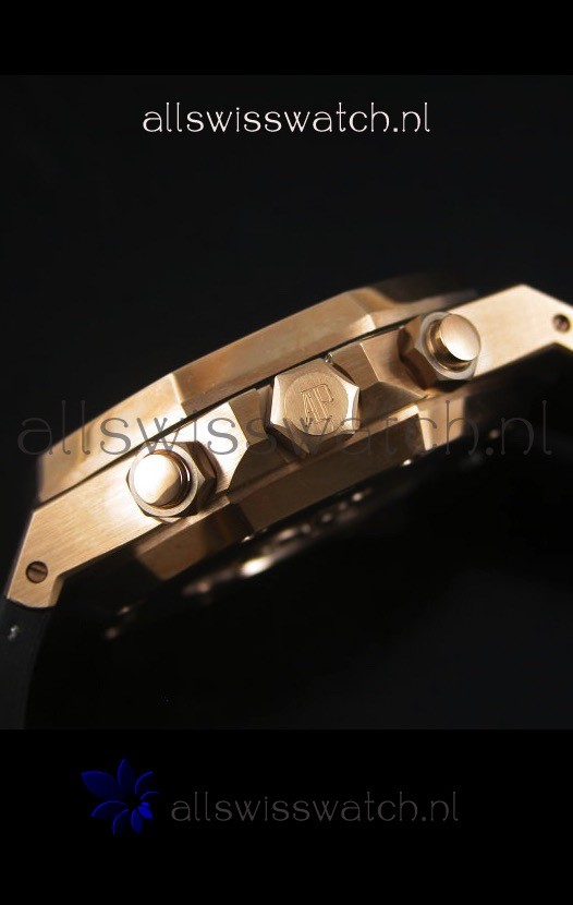 IMG_9081 Audemars Piguet Royal Oak Chronograph in Yellow Gold in Black Dial Replica 8