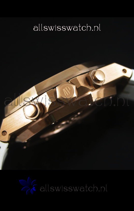 IMG_9081 Audemars Piguet Royal Oak Chronograph in Yellow Gold in Polished White Dial Replica 8