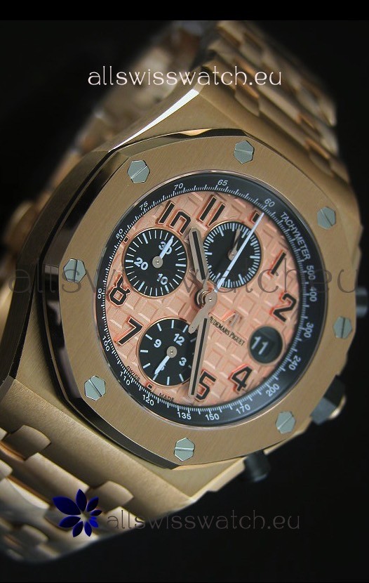 IMG_9081 Audemars Piguet Royal Oak Offshore THEMES Pink Gold Casing Replica 8