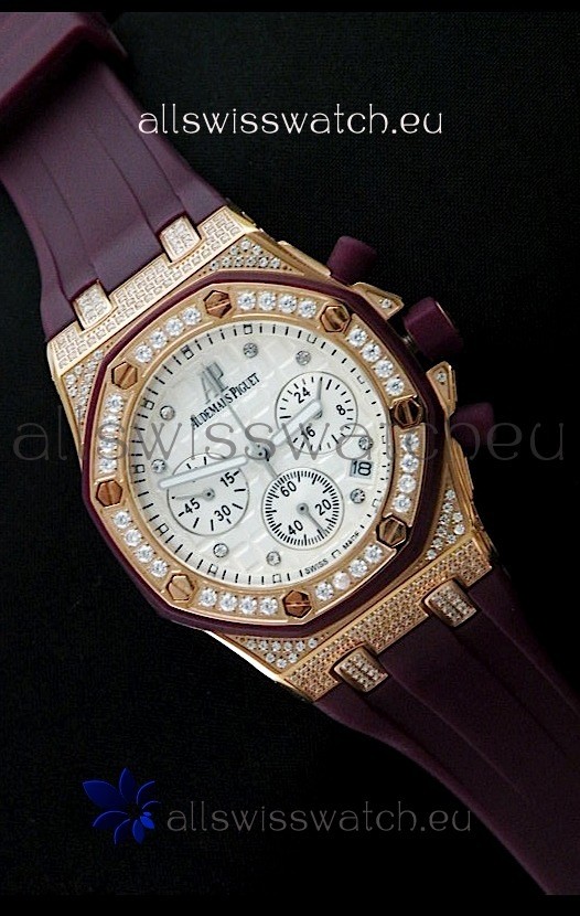 IMG_9081 Audemars Piguet Royal Oak Ladies Alinghi Limited Edition Gold in White Dial Replica 8