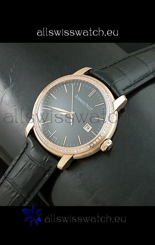 IMG_9081 Audemars Piguet Jules Classic Automatic Rose Gold in Black Dial Replica 8