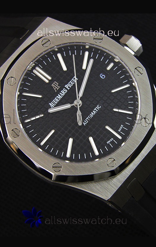 IMG_9081 Audemars Piguet Royal Oak 41MM Black Dial Rubber Strap - 1:1 Mirror Ultimate Edition Replica 8