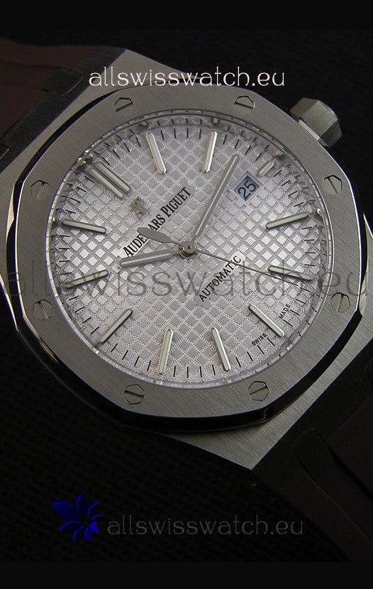 IMG_9081 Audemars Piguet Royal Oak 41MM Silver Dial Rubber Strap - 1:1 Mirror Ultimate Edition Replica 8
