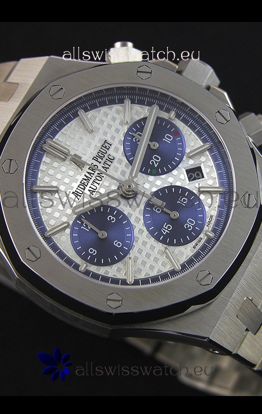 IMG_9081 Audemars Piguet Royal Oak Chronograph White Dial Steel Strap Replica 8