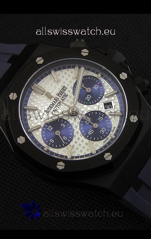 IMG_9081 Audemars Piguet Royal Oak Chronograph Silver Toned Dial Blue Subdials Replica 8