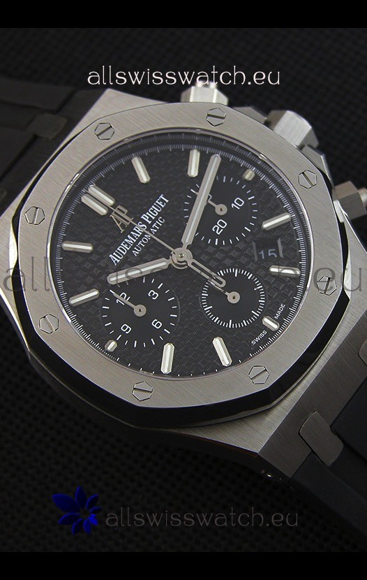 IMG_9081 Audemars Piguet Royal Oak Chronograph Black Dial Rubber Strap Replica 8