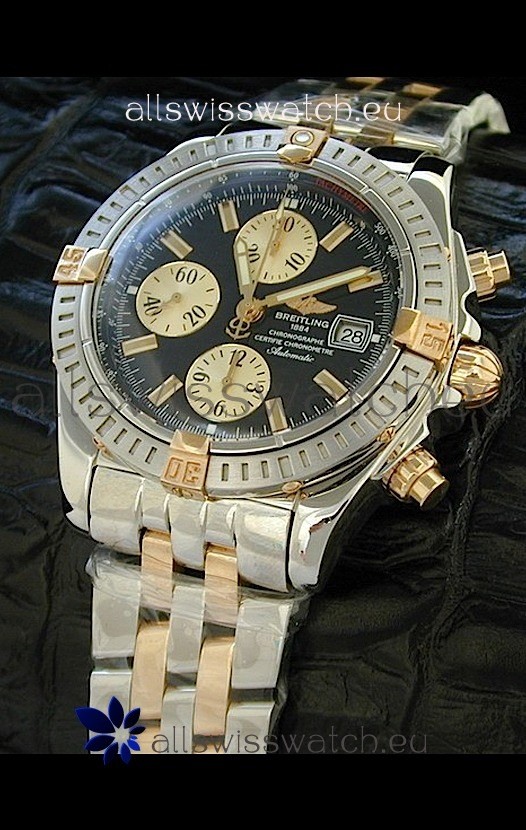 IMG_9081 Breitling Windriderin Black Dial Two tone Casing Replica 8