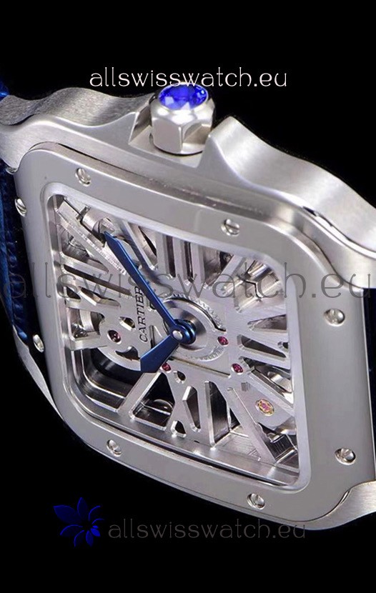 Cartier Santos DUMONT Skeleton in Stainless Steel Replica 8