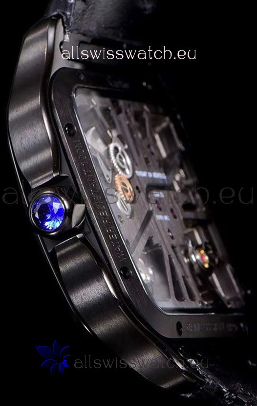 IMG_9081 Cartier Santos DUMONT Skeleton in Black DLC Coated Casing Movement Replica 8