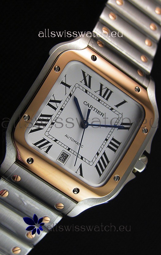 IMG_9081 Cartier Santos De Cartier 1:1 Mirror - 40MM Two Tone Steel Replica 8