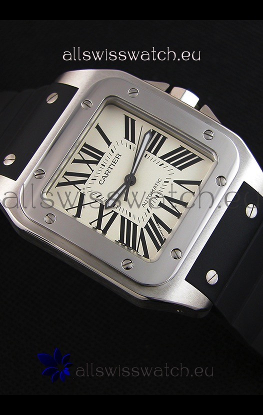 IMG_9081 Cartier Santos De Cartier 1:1 Mirror 39MM Rubber Strap Replica 8