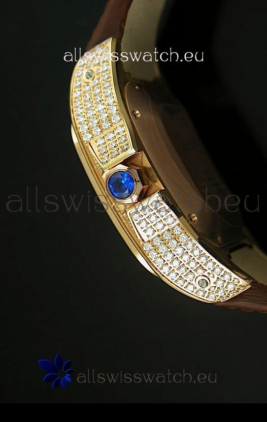 IMG_9081 Cartier Santos 100 1:1 Mirror Rose Gold Diamonds 42MM Replica 8