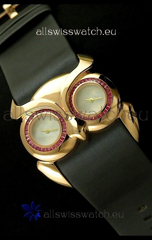 IMG_9081 Chopard Animal World Ladies Owl in Black Strap Replica 8