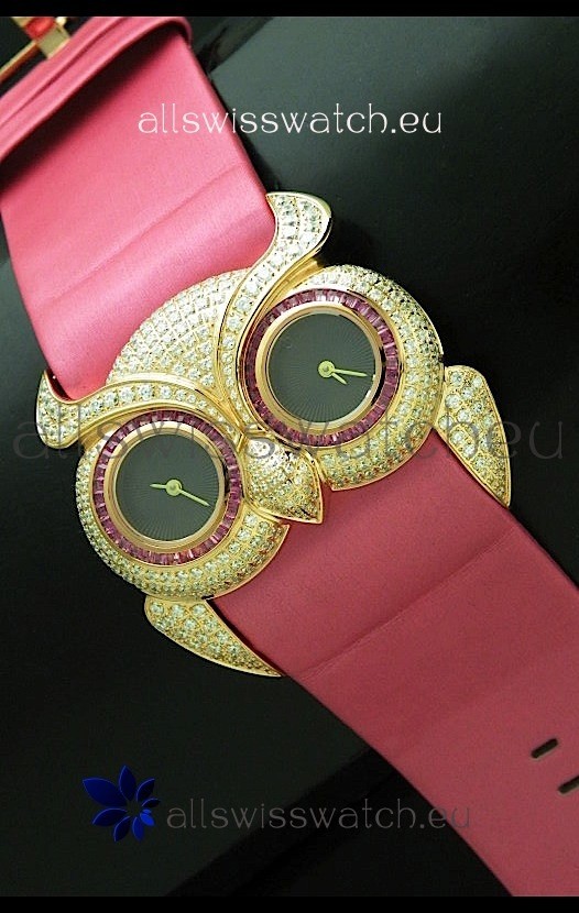 IMG_9081 Chopard Animal World Ladies Owl Black Full Diamond in Black Dial Replica 8