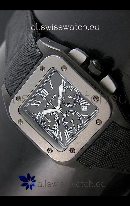 Cartier Santos in Black Dial Replica 8