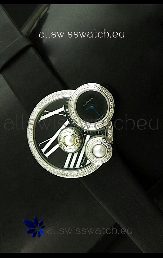 IMG_9081 Cartier Jewellery Pearl Diamond in Black Dial Replica 8