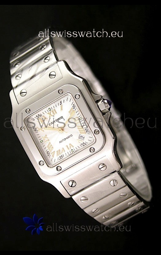 IMG_9081 Cartier Santos- Automatic Movement in Gold Numerals Replica 8