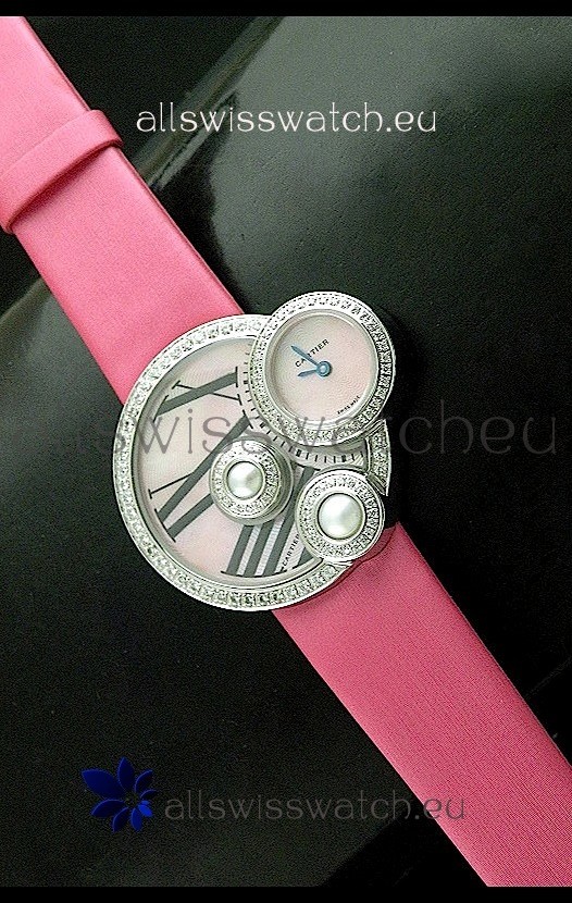 IMG_9081 Cartier Jewellery Pearl Diamond in Pink Strap Replica 8