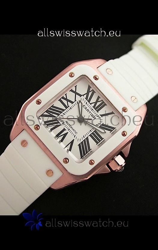 IMG_9081 Cartier Santos 100in Pink Gold Casing Replica 8
