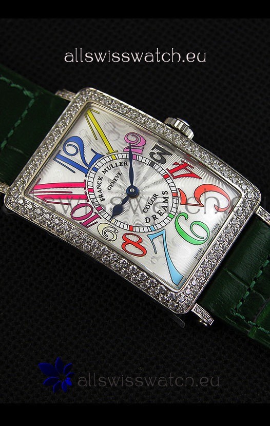 IMG_9081 Franck Muller Long Island Color Dreams Ladies- Green Strap Replica 8