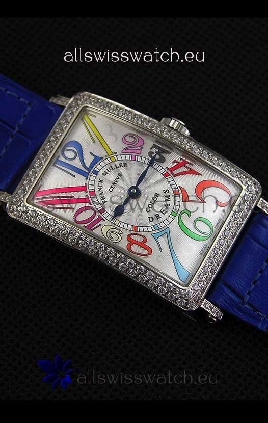 IMG_9081 Franck Muller Long Island Color Dreams Ladies- Blue Strap Replica 8