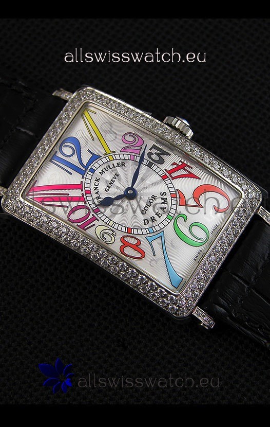 IMG_9081 Franck Muller Long Island Color Dreams Ladies- Black Strap Replica 8