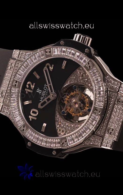 IMG_9081 Hublot Tourbillon Solo Bang Sapphires Stainless Steel Replica 8