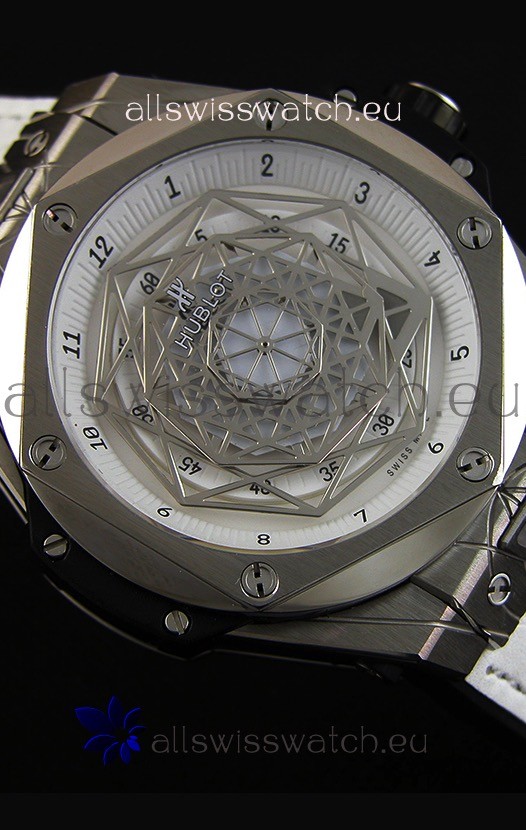 IMG_9081 Hublot Big Bang Sang Bleu 45MM Stainless Steel White Dial Replica 8