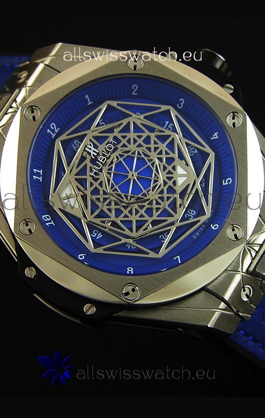 IMG_9081 Hublot Big Bang Sang Bleu 45MM Stainless Steel Blue Dial Replica 8