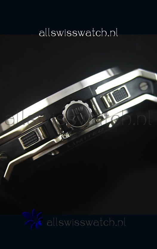 IMG_9081 Hublot Big Bang Carbon Dial Diamonds Studded Stainless Steel Replica 8