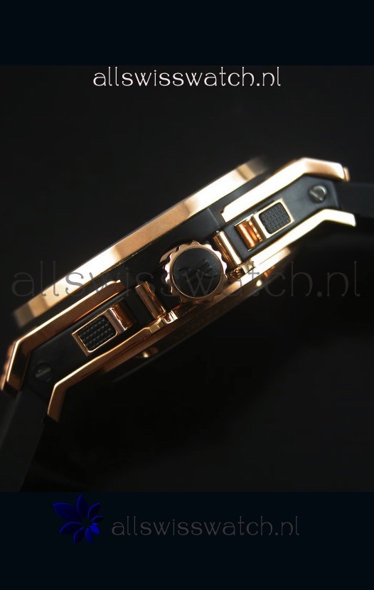 Hublot Big Bang Carbon Dial Diamonds Studded Rose Gold Replica 8