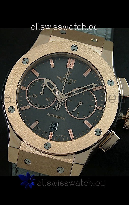 IMG_9081 Hublot Big Bang Classic Fusion Rose Gold in Grey Strap Replica 8