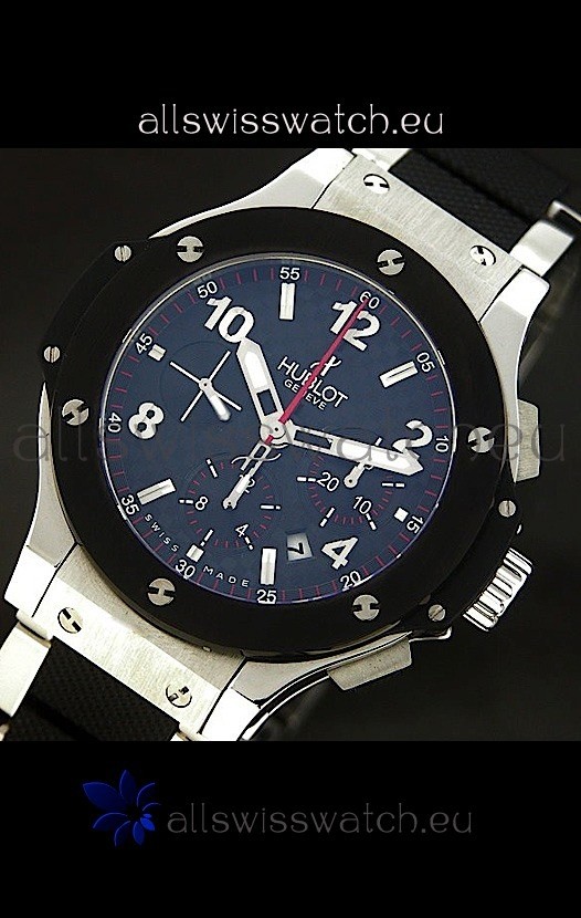 IMG_9081 Hublot Big Bang Steel/Rubber Strap in Black Dial Ceramic Bezel Replica 8