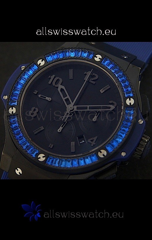 IMG_9081 Hublot Big Bang Limited Edition All Black in Blue Dial Replica 8