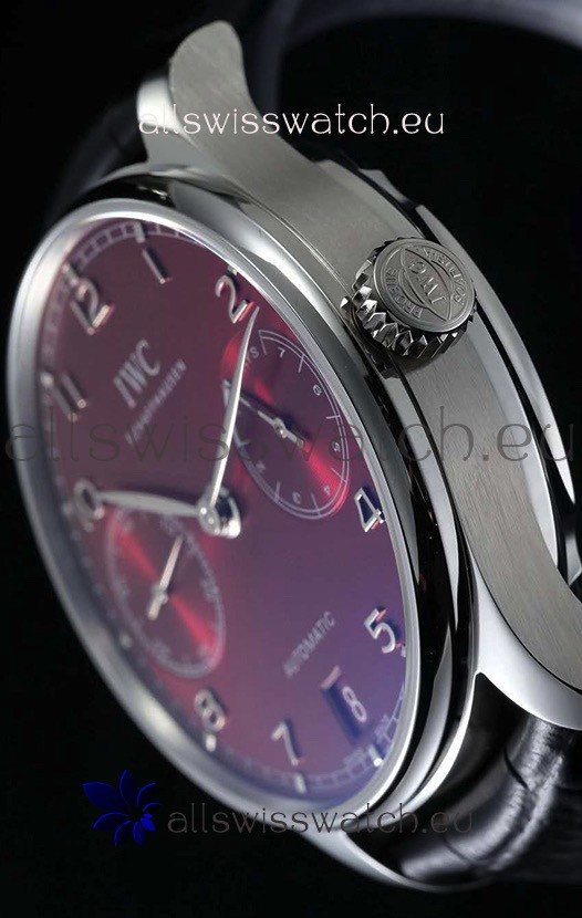 IMG_9081 IWC Portugieser IW500714 1:1 Mirror 904L Steel Burgundy Dial Replica 8