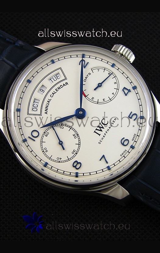IMG_9081 IWC Big Pilot Annual Calender Steel Case Blue Strap IW503501 1:1 Mirror Replica 8