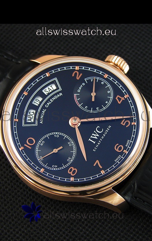 IMG_9081 IWC Portugieser Annual Calender Midnight Blue Pink Gold IW503504 1:1 Mirror Replica 8
