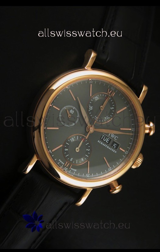 IWC Portofino Chronograph in Rose Gold Case Grey Dial Replica 8