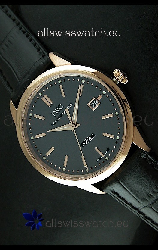 IMG_9081 IWC Schaffhausen Ingenuier Vintage Automatic Rose Gold in Black Dial Replica 8