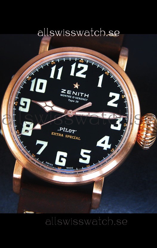 IMG_9081 Zenith Pilot Type 20 Extra Special Edition Yellow Gold 1:1 Mirror Replica 8