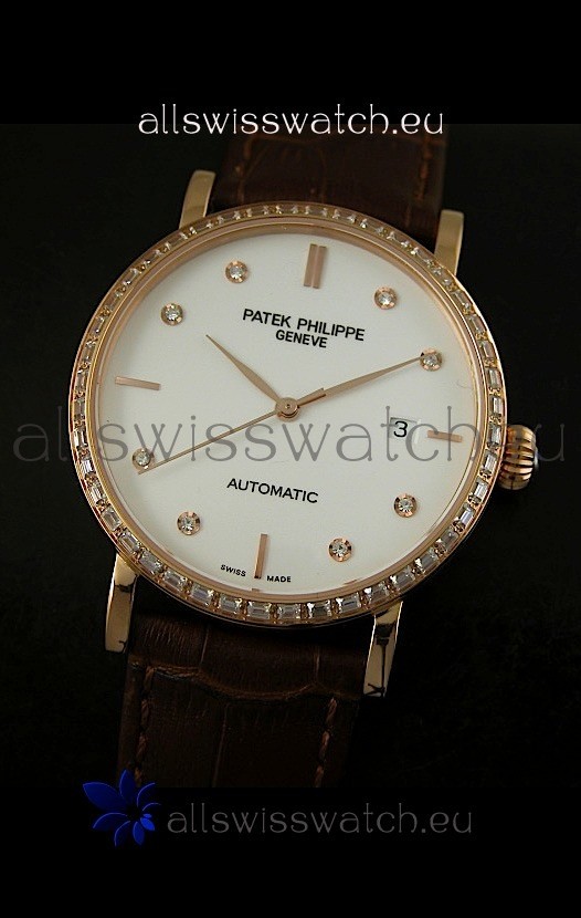 IMG_9081 Patek Philippe Calatrava 5298in Pink Gold Casing - Diamonds Hours Replica 8