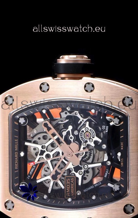 IMG_9081 Richard Mille RM035 AMERICAS 18K Rose Gold in Orange Strap Replica 8