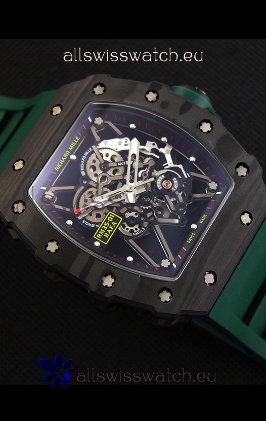 Richard Mille RM35-01 Rafael Nadal Forged Carbon Case with Green Strap  Replica 8