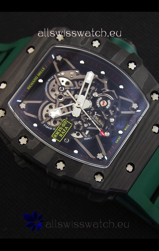 IMG_9081 Richard Mille RM35-02 Rafael Nadal Forged Carbon Case with Green Strap Replica 8