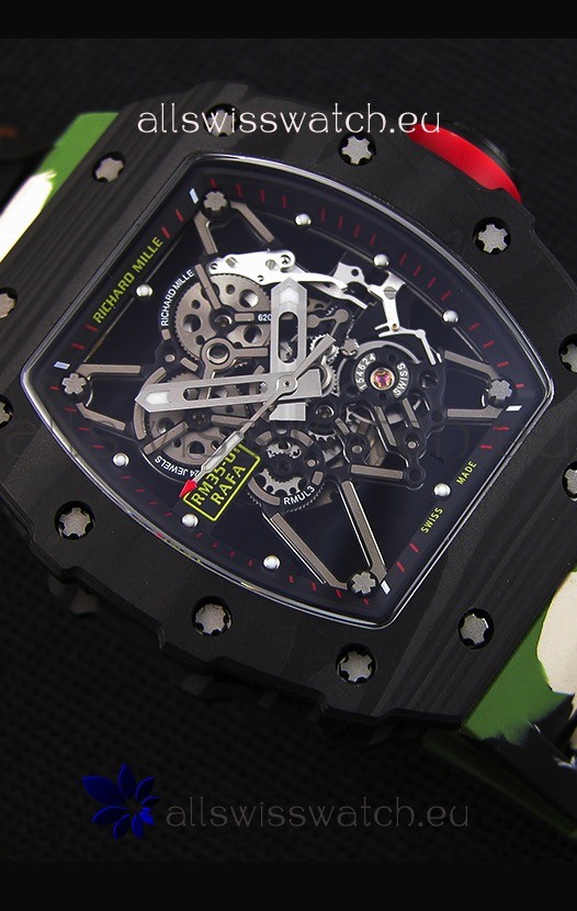 IMG_9081 Richard Mille RM35-01 Rafael Nadal Forged Carbon Case with Camouflage Rubber Strap Replica 8
